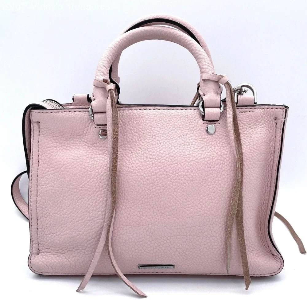 Rebecca Minkoff Women's Pink Pebbled Leather Regan Mini Satchel Handbag COA